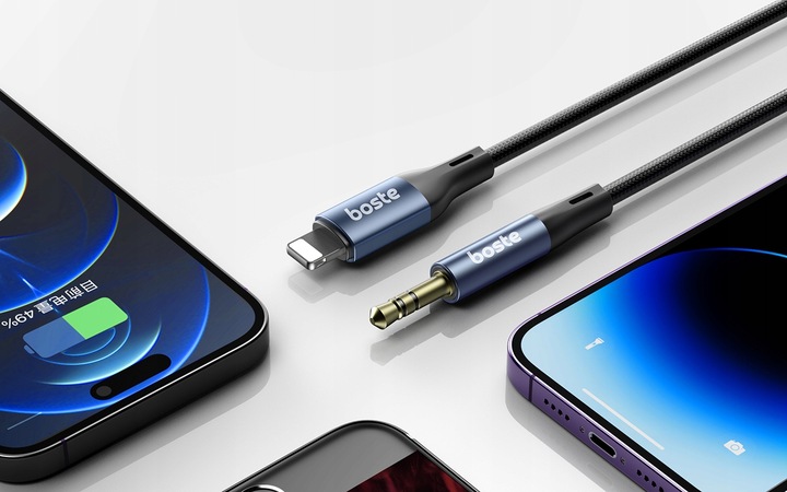 BOSTE KABEL ADAPTER PRZEJŚCIÓWKA AUDIO LIGHTNING DO IPHONE MINI-JACK AUX 1M