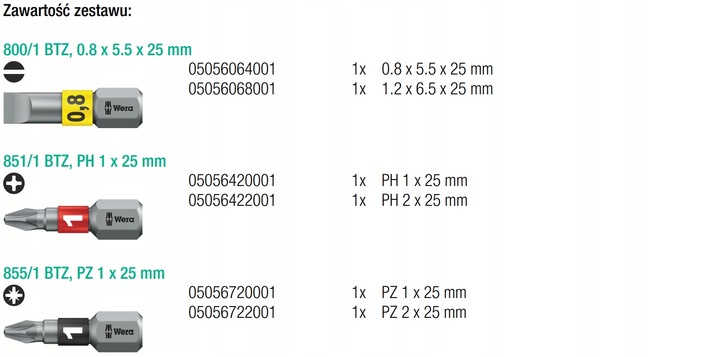 WERA RĘKOJEŚĆ STUBBY Z MAGAZYNKIEM I 6 BITAMI