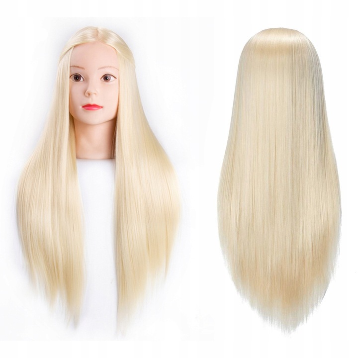 GŁÓWKA GŁOWA FRYZJERSKA TRENINGOWA DO CZESANIA STATYW TERM WŁOS 70cm BLOND1