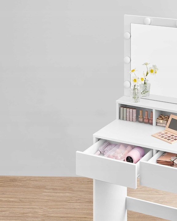 Toaletka kosmetyczna Z LUSTREM I OŚWIETLENIEM LED 2 szuflady 3