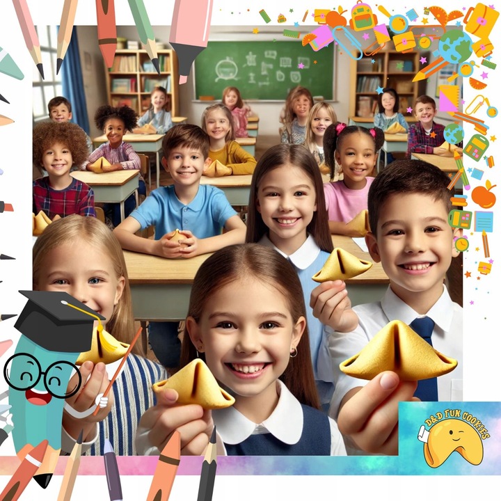 Ciasteczka z wróżbą szkolne dla uczniów dzieci pozytywny komplement 50