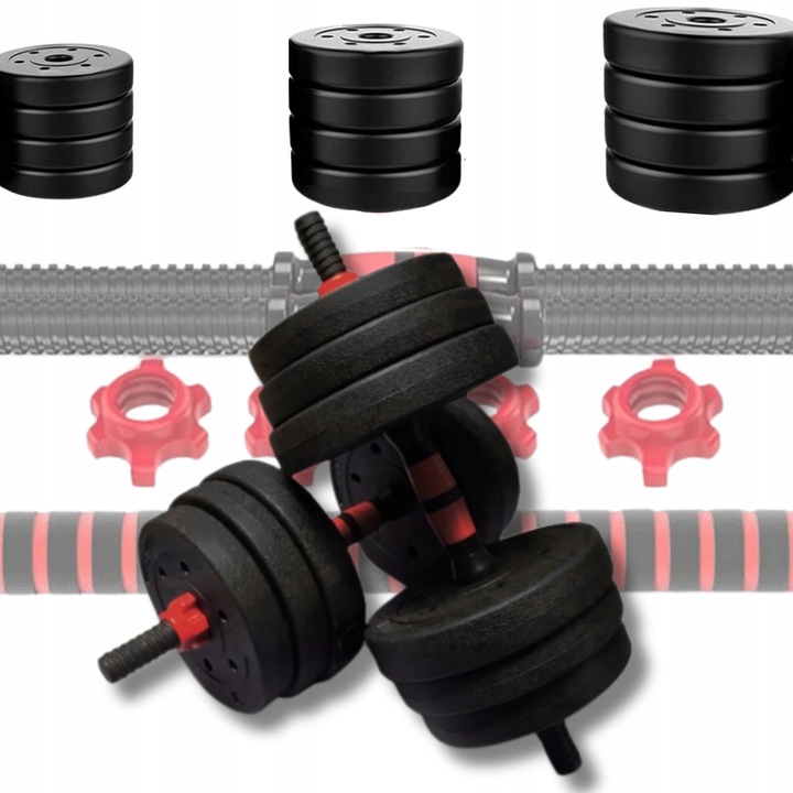 Hantle 20kg 2x10kg + SZTANGA GRYFY ZESTAW CIĘŻARKÓW DO ĆWICZEŃ REGULOWANE