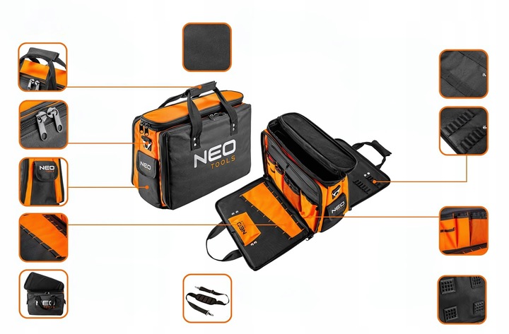 NEO Torba Narzędziowa Męska Na Ramie 43,5 x 20 x 33 cm z Paskiem