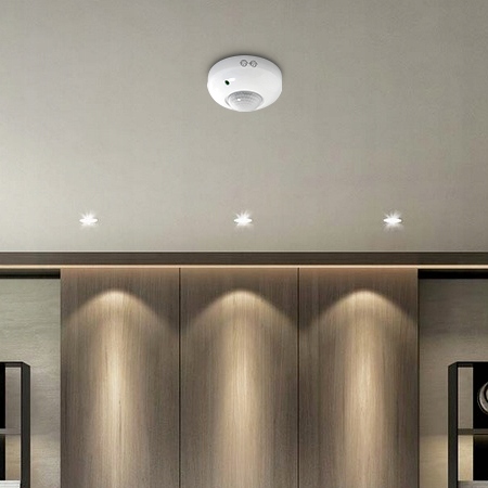 CZUJNIK RUCHU ZMIERZCHU natynkowy LED sufitowy PIR