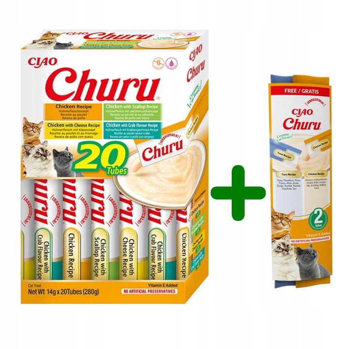 INABA CAT CHURU VARIETIES CHICKEN Mix Przysmak dla kota kurczak 20x14g+2x14