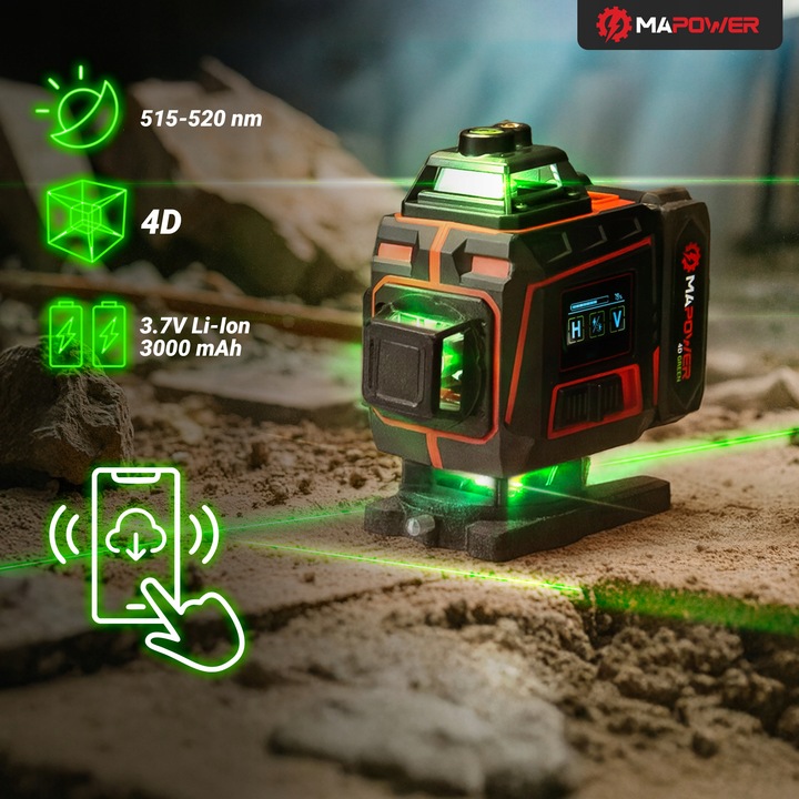 LASER KRZYŻOWY POZIOMICA LASEROWA 360 PŁASZCZYZNOWA LASER ZIELONY +