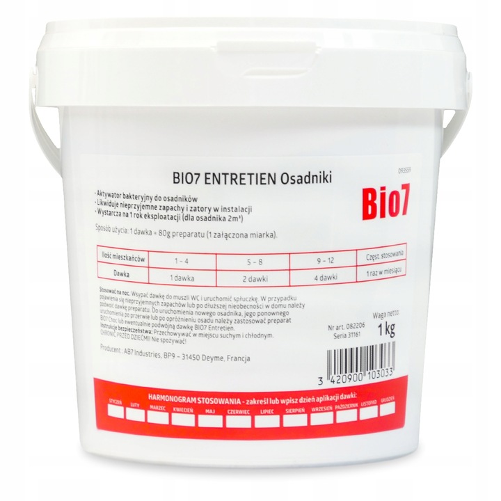 BIO 7 OSADNIKI do SZAMB ECOGENE Bio7 Entretien 1kg Bakterie do