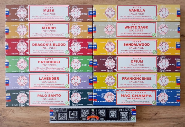 NATURALNE INDYJSKIE KADZIDEŁKA PYŁKOWE SATYA MIX TOP 13 ZAPACHÓW nr 1