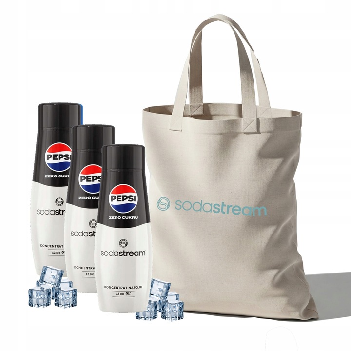Zestaw Syrop do wody SodaStream Pepsi Zero Cukru 3x440ml + Torba