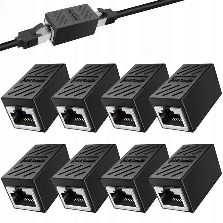 Złączka przedłużka sieciowa złącze RJ45-RJ45 lan KAT.5/6/7 1000Mb/s 8szt
