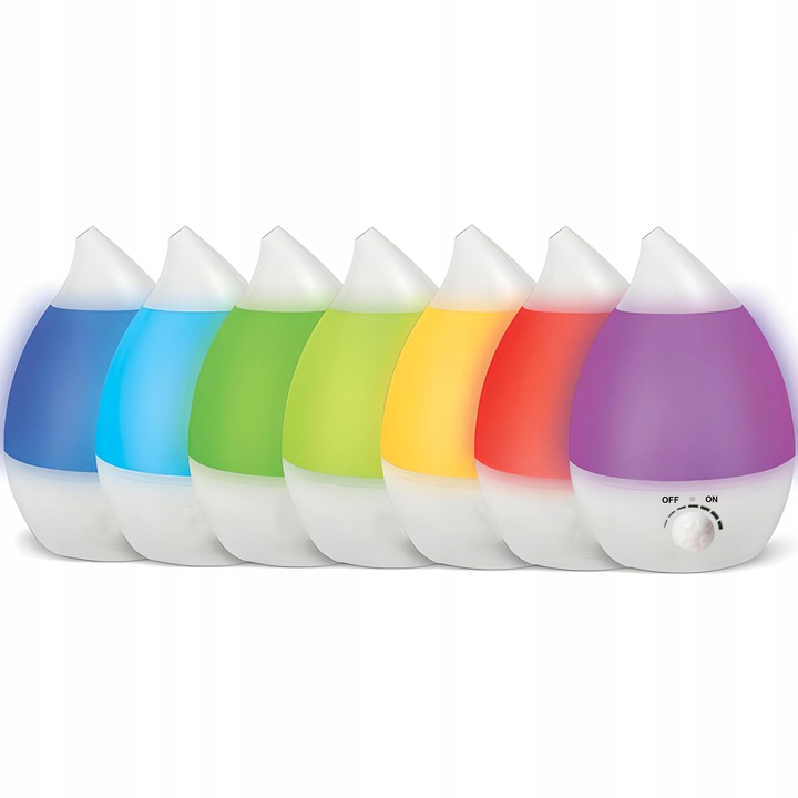 DYFUZOR NAWILŻACZ POWIETRZA CICHY LAMPKA LED 7 KOLORÓW 25W JONIZATOR