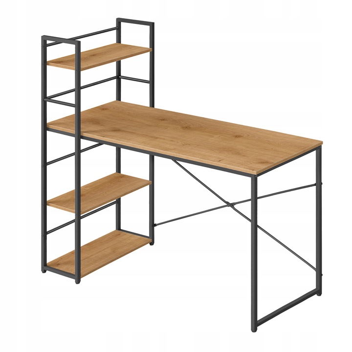 Biurko z Regałem MAX 4.0 Nowoczesne Loft Do Pokoju Biura Dąb
