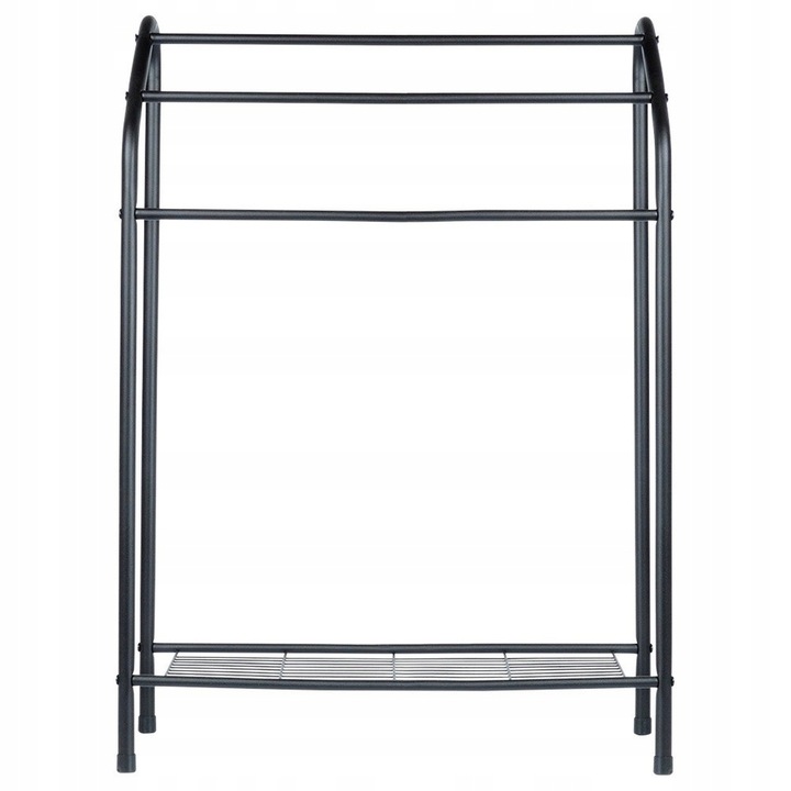 Stojak NA RĘCZNIKI wieszak łazienkowy podłogowy stojący czarny + półka