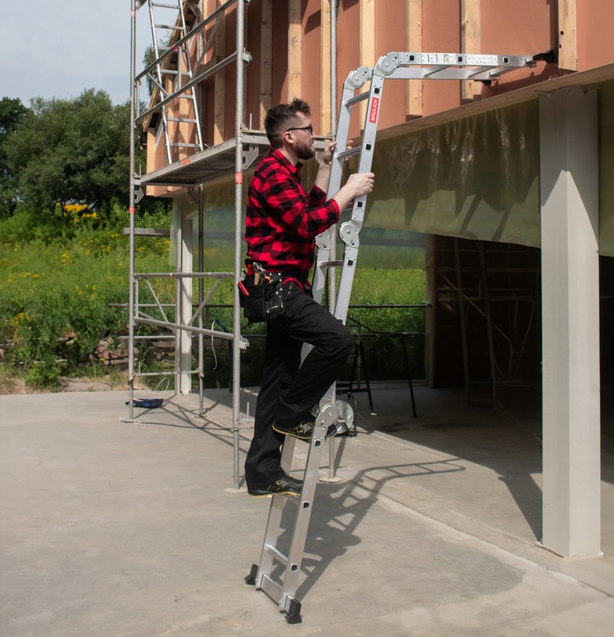 Drabina aluminiowa składana przegubowa wielofunkcyjna 4x3 + podest