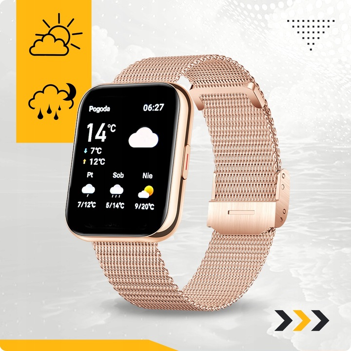 SMARTWATCH DAMSKI POLSKIE MENU ROZMOWY PULS CIŚNIENIE SPORT AMOLED 4 PASKI