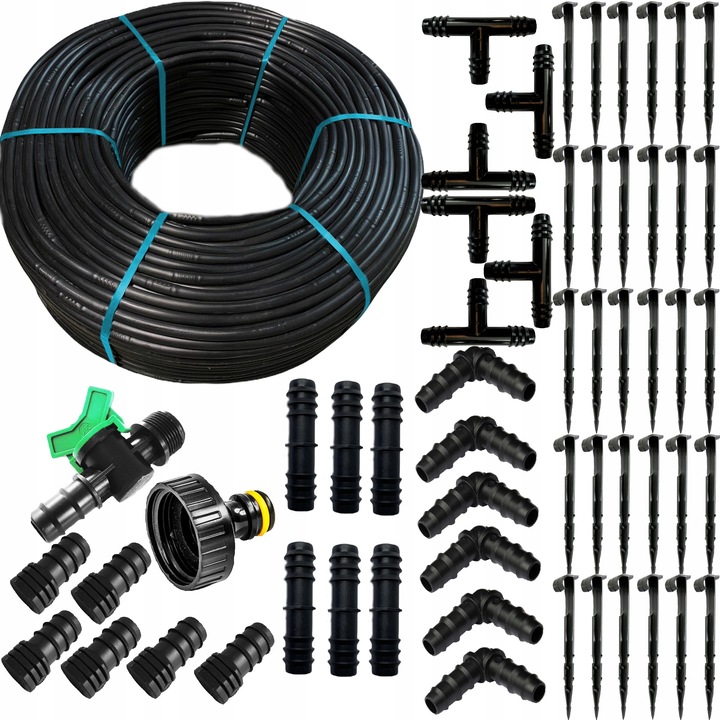 LINIA KROPLUJĄCA NAWADNIANIE KROPELKOWE 50m + 56 elementów Wąż pocący