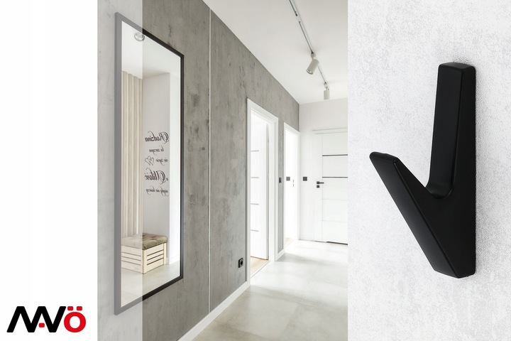 3x WIESZAK NA UBRANIA DO PRZEDPOKOJU HACZYK ŚCIENNY CZARNY DO LAMELI