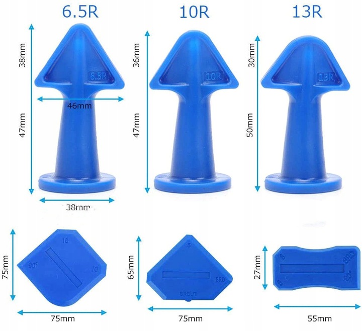 ZESTAW SZPACHELEK GUMEK KOŃCÓWEK DO SILIKONU PROFI