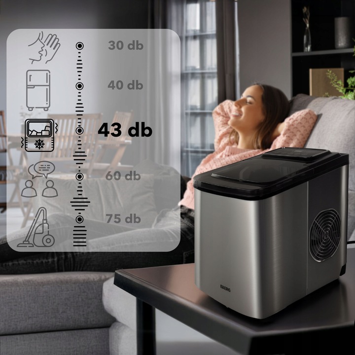 Kostkarka do lodu EBERG domowa maszyna do kostek 12kg 160W ekspresowy