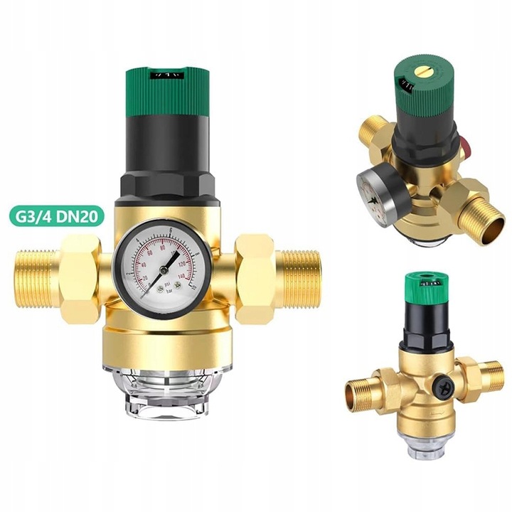 REDUKTOR CIŚNIENIA WODY MOSIĘŻNY 1" DN25 Z FILTREM I MANOMETREM 3/4