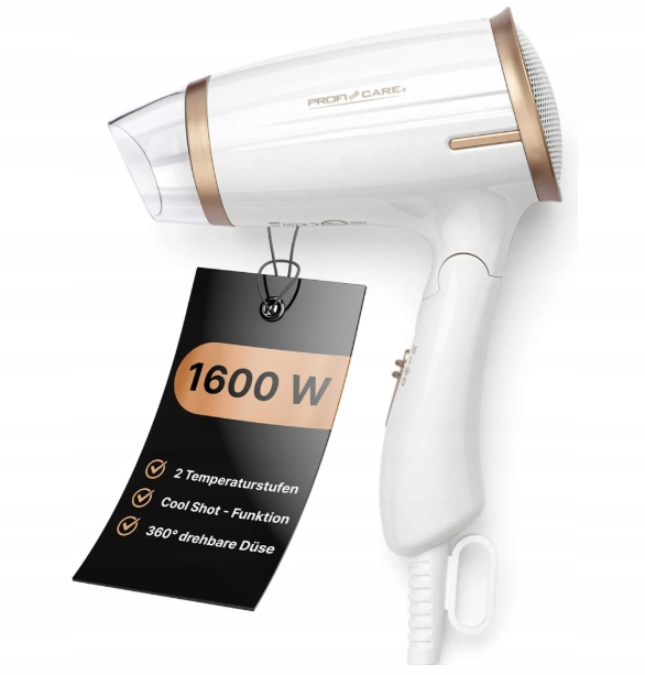 SUSZARKA DO WŁOSÓW SKŁADANA Turystyczna MOCNA 1400W Zimny Nawiew