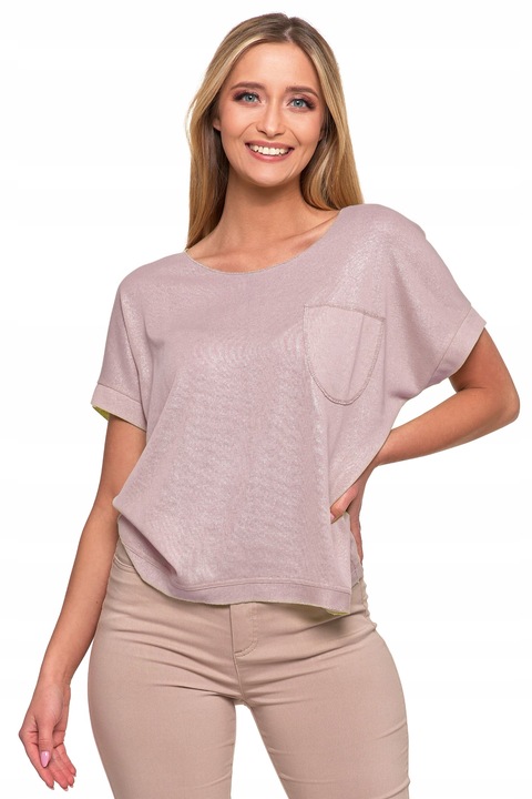 KOBIECA BLUZKA Z KRÓTKIM REKAWEM DAMSKA BŁYSZCZĄCA STYLOWA MORAJ 2XL/3XL