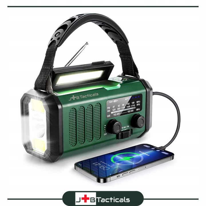 RADIO PRZENOŚNE awaryjne FM/AM SOLARNE z korbką POWERBANK LATARKA