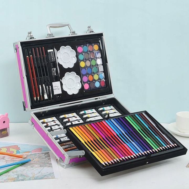 ZESTAW ARTYSTYCZNY PLASTYCZNY KREATYWNY DO MALOWANIA DLA DZIECKA WALIZKA