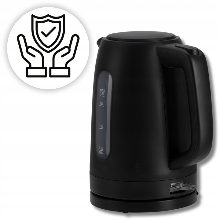 CZAJNIK ELEKTRYCZNY BEZPRZEWODOWY 2200W 1,7l CZARNY CICHY Z