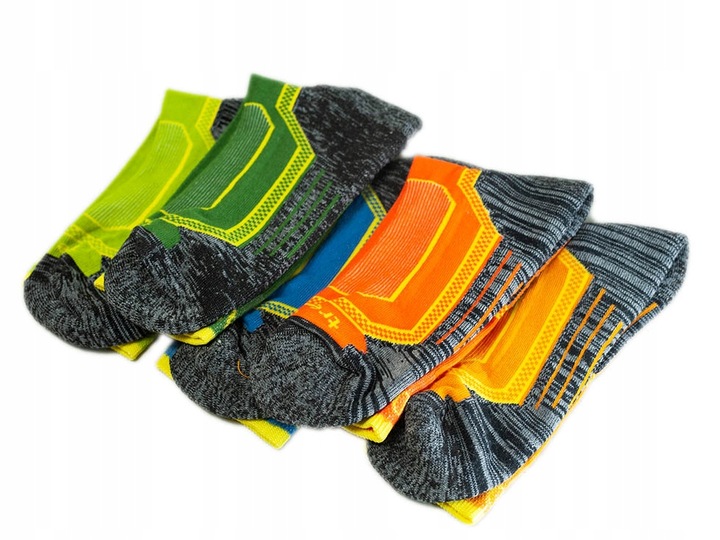 5x Kolorowe skarpetki trekkingowe sportowe super bawełna półfrotte 39-42