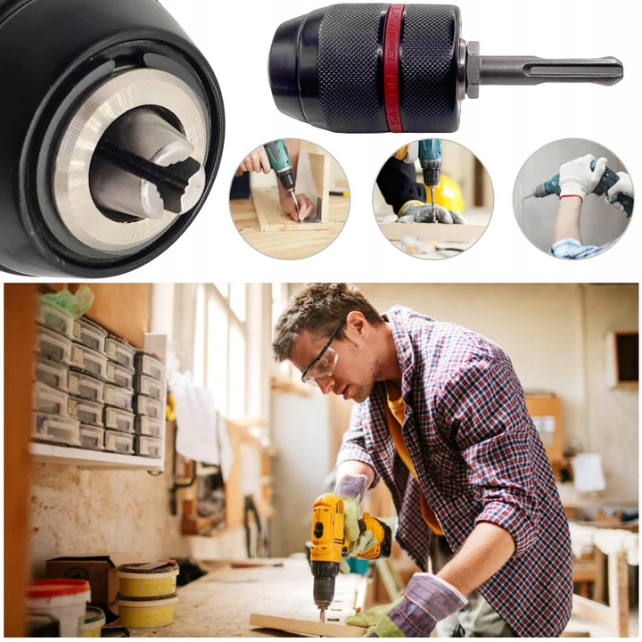 UCHWYT WIERTARSKI SAMOZACISKOWY UCHWYT DO WIERTARKI SDS PLUS 1/2"