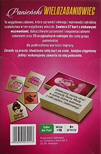 ZESTAW ZADAŃ PANIEŃSKI WIELOZADANIOWIEC GRA 57KART