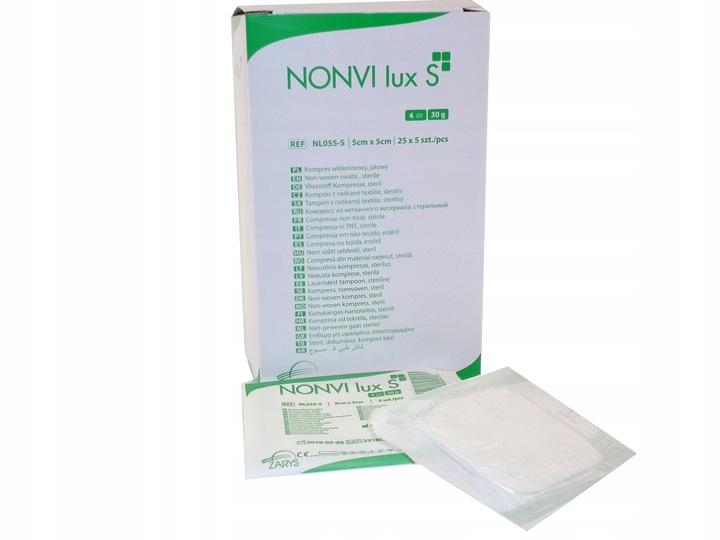 ZARYS NONVI lux S-5cm x 5cm 25szt x 5szt Kompres włókninowy, jałowy