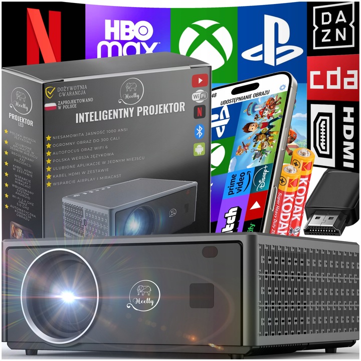 PROJEKTOR RZUTNIK 30000LM WIFI ANDROID SMART TV FULL HD 4K AUTOFOCUS