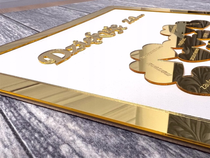 Podziękowanie dla Chrzestnych Dziadków Rodziców Prezent obraz 3D