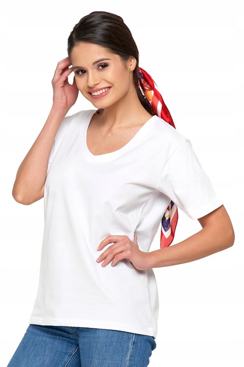 T-Shirt Damski Bawełna PREMIUM Luźna Koszulka Wygodna Dekolt V MORAJ L