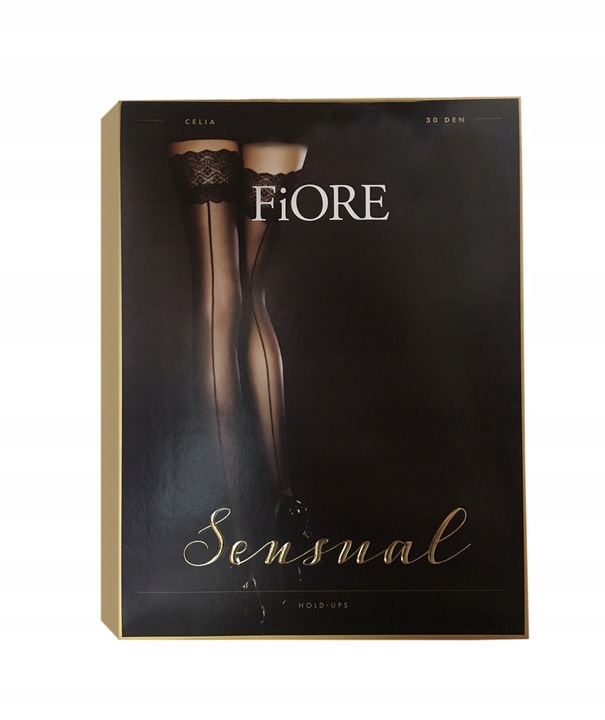 Fiore pończochy Celia ze szwem, koronka czarny 3-M