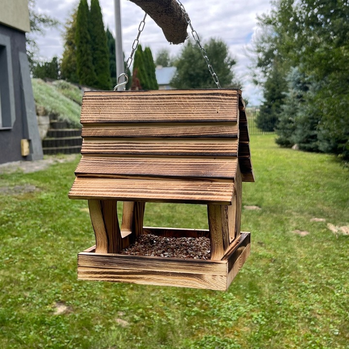 Karmnik Dla Ptaków Opalany Solidny Na Łańcuchu + 200g karmy
