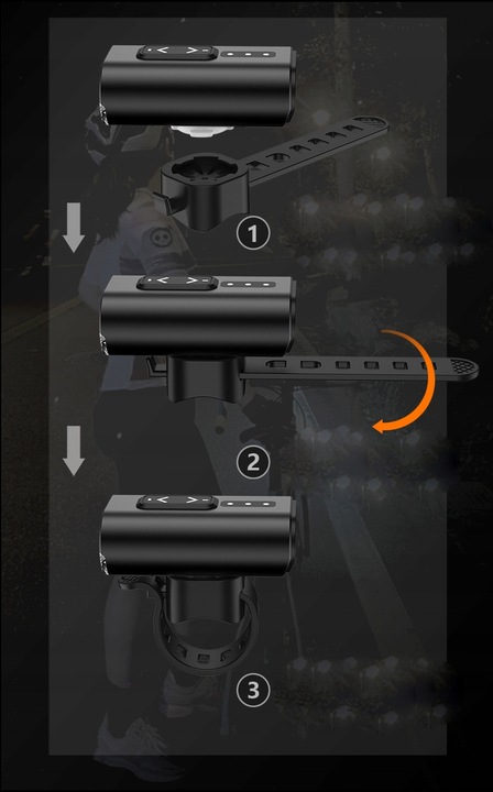 Mocna Lampka ROWEROWA Światło LED przód tył latarka 2600mAh ROWER ZESTAW