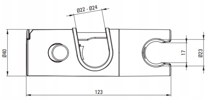 UCHWYT DO SŁUCHAWKI PRYSZNICOWEJ UNI NA DRĄŻEK FI 22,23,24,25 MM CHROM