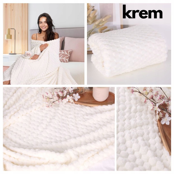 GRUBY KOC WYTŁACZANY 200X220 NARZUTA NA ŁÓŻKO NA KANAPE NA NAROŻNIK PLED