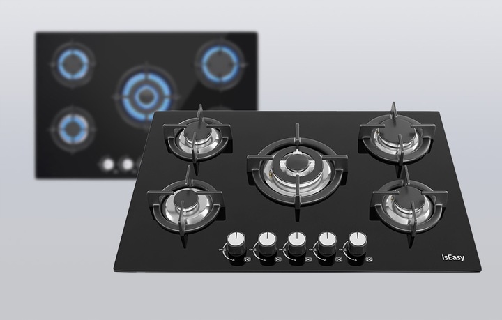 Płyta Gazowa Iseasy Mgbg-775 5 Żeliwnych Palników NG LPG Do Zabudowy