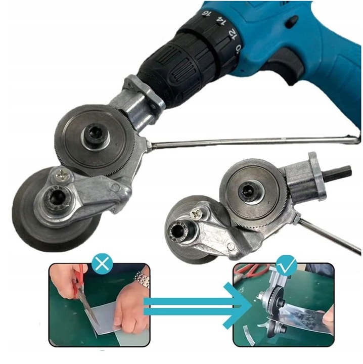 ADAPTER DO CIĘCIA BLACHY NA WIERTARKĘ WKRĘTARKĘ UNIWERSALNE NOŻYCE DO