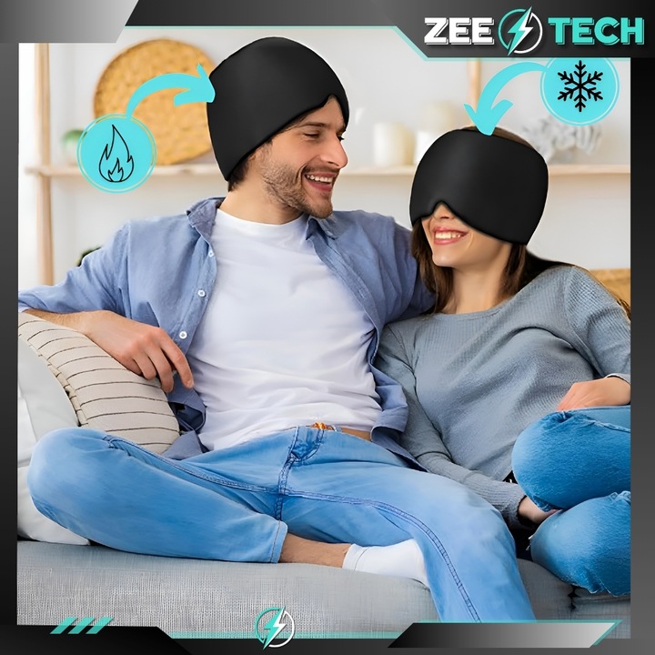 CZAPKA ŁAGODZĄCA NA BÓL GŁOWY MIGRENĘ MASKA CHŁODZĄCA KOMPRES ŻELOWY OKŁAD