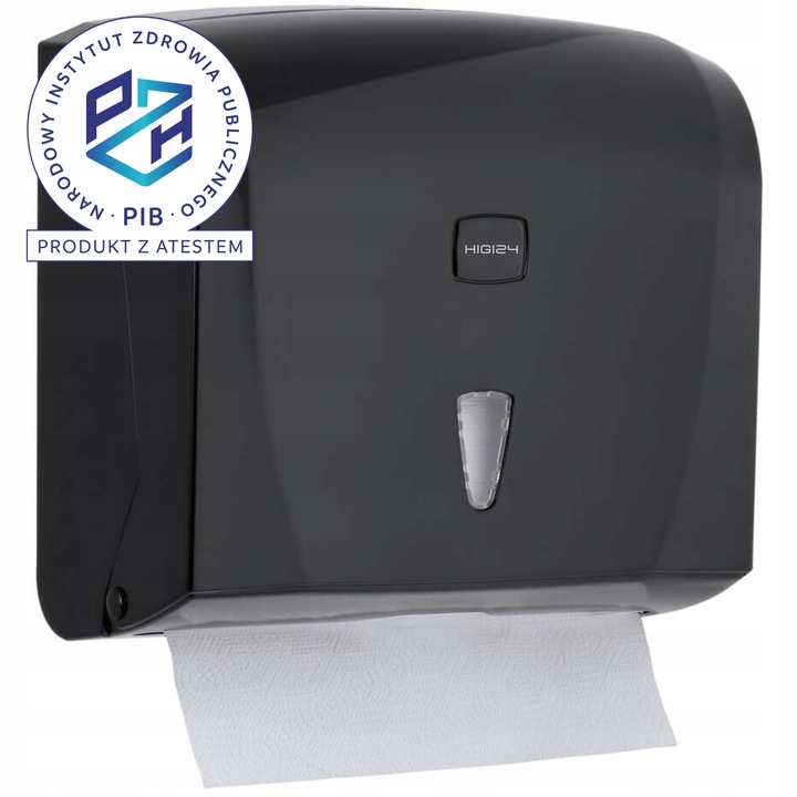 Pojemnik Dozownik Podajnik ręczniki papierowe ZZ czarny naścienny ATEST PZH