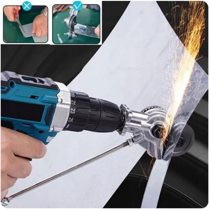 ADAPTER DO CIĘCIA BLACHY NA WIERTARKĘ WKRĘTARKĘ UNIWERSALNE NOŻYCE DO