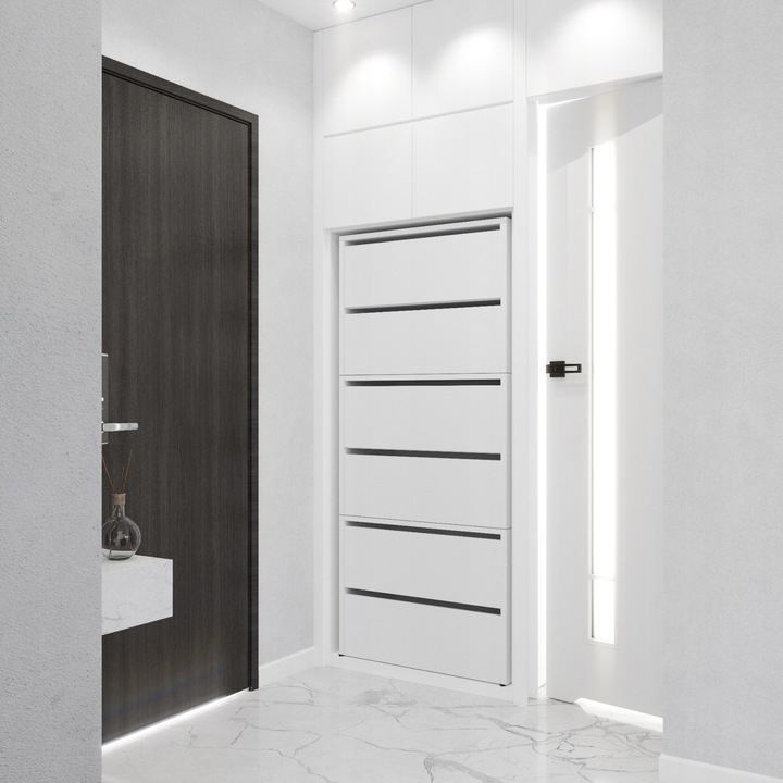 Szafka Na Buty Biała 150 CM Wysoka Modułowa Bez Siedziska Loft Regał