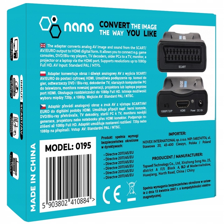 ADAPTER KONWERTER SCART DO NA HDMI AV EURO HD