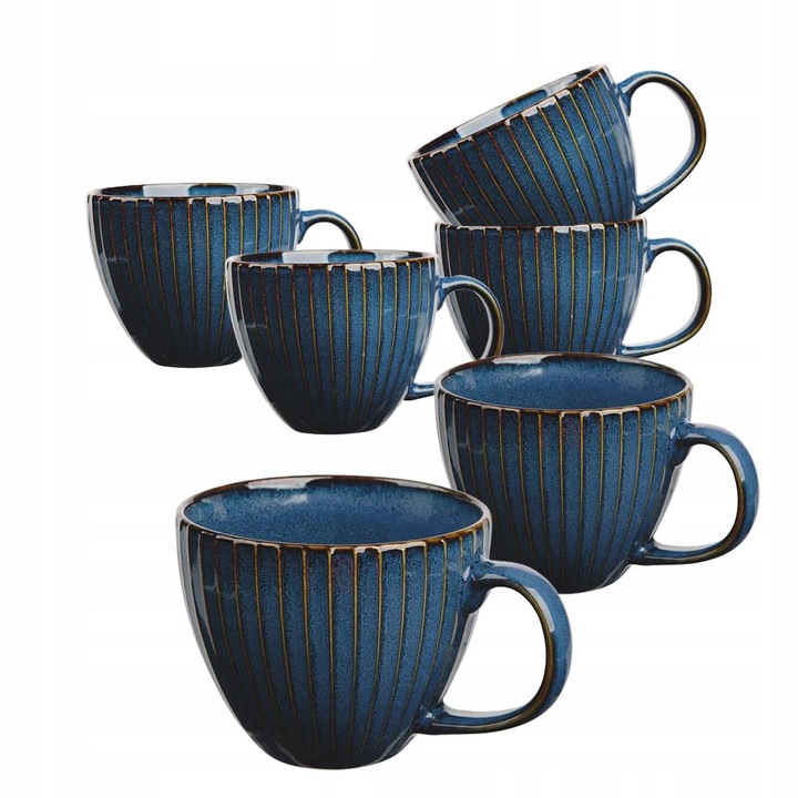 Filiżanki komplet 6 filiżanek do kawy Altom Design Reactive Stripes 450 ml