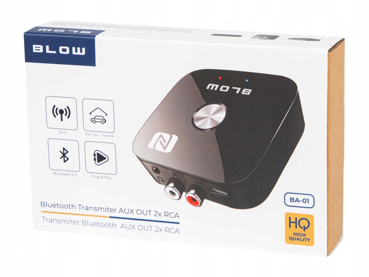 ADAPTER ODBIORNIK DO WIEŻY BLUETOOTH 5.3 NFC AUX RCA USB PILOT ZESTAW